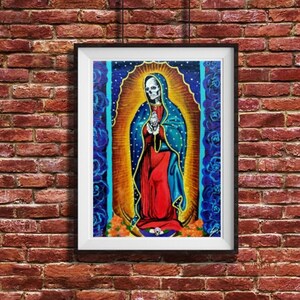 Impression de Santa Muerte XXVIII - impression d&#39;affiche en édition limitée de peinture originale style mexicain tatouage jour des morts mort #28