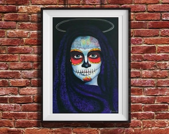 Print of Day Of The Dead Fire - Limited Edition PRINT from Original Painting Folk Only Death Mexican Art by Generoso Napoliello