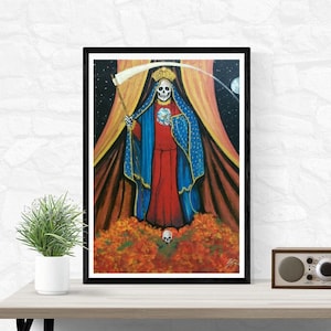 Impression de Santa Muerte XXVII - impression d&#39;affiche en édition limitée de peinture originale style mexicain jour des morts tatouage mort #27