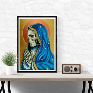 Impression « Santa Muerte XV » - impression d&#39;affiche en édition limitée de peinture originale mexicaine de style traditionnel jour des morts mort tatouage #15