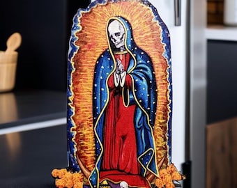 Santa Muerte Fridge Magnet - Gothic Day of the Dead Skeleton Gothic Folk Art Lady Veneration & Protection