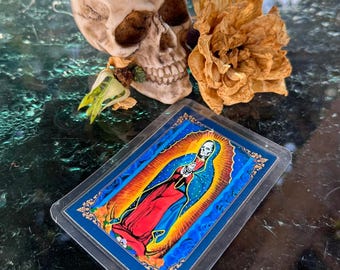 Santa Muerte Prayer Card Our Lady of Holy Death Pagan Original Painting Altar  Veneration Travel Wallet Blessing Card of the Santissima