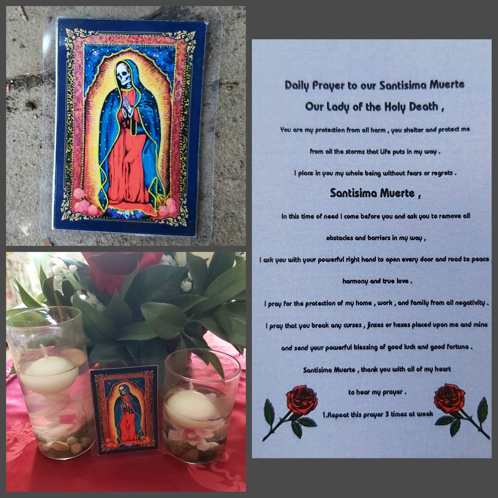 Santa Muerte Prayer Card Our Lady of Holy Death Pagan Original Painting