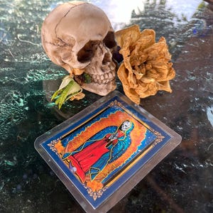 Santa Muerte Gebetskarte Unsere Liebe Frau vom Heiligen Tod Pagan Originalgemälde Altar Verehrung Reise Brieftasche Segen Karte der Santissima Amen