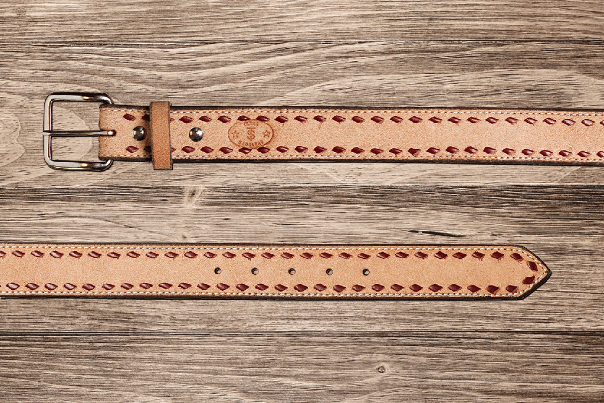 Western Leather Roughout Buckstitch Belt Handmade Leather | Etsy