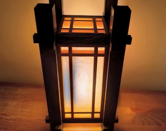 Handmade Pine Shoji Lamp: Japanese Table Lamp, Ambient Lighting