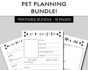 Pet Binder, Pet Care Information Pdf Instant Download, Dog Printables, Cat Printables, Printable Pet Binder, Dog Binder, Pet Essentials