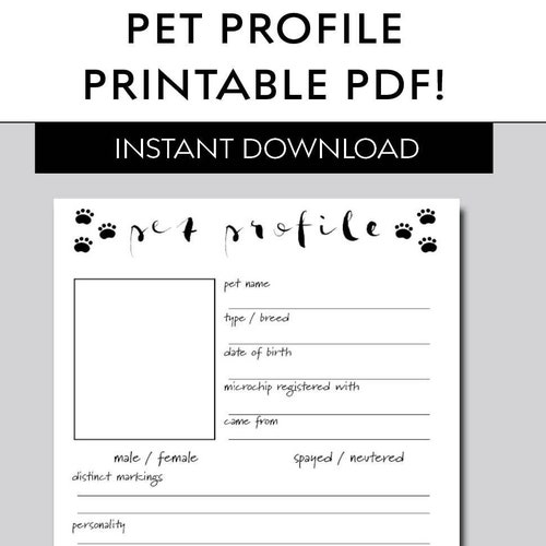 Printable Pet Profile Pet Bio Print Dog Biography Cat Etsy Printable Pet Profile Pet Bio Print Dog Biography Cat Etsy