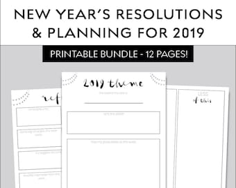 New Years Resolution Printable Bundle 2019 Goal Setting Planning PDF