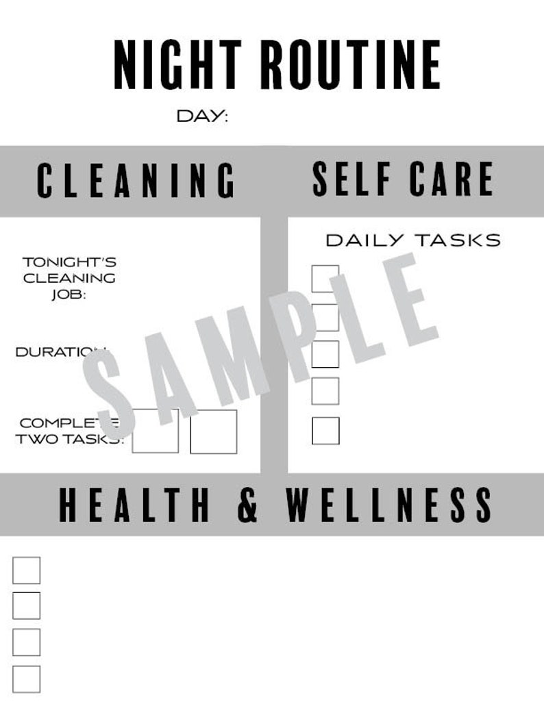 Morning and Night Productivity Routine Printable Bundle, PDF Routine Worksheet, Morning Routine Printable, Night Routine Printable, Health image 4