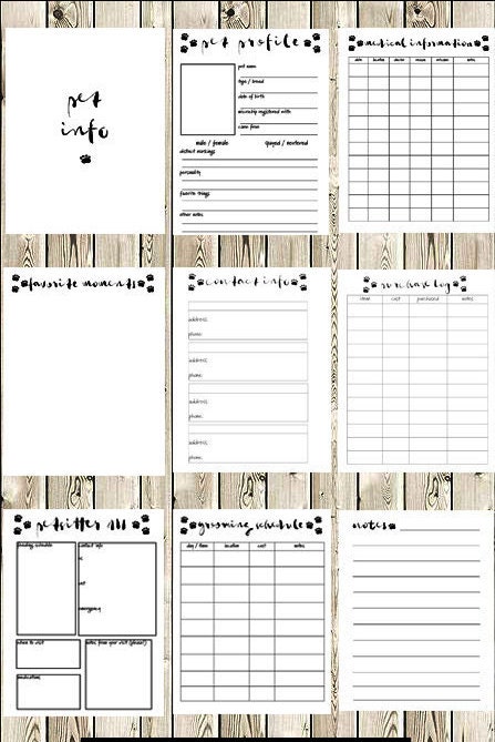 Pet Binder, Pet Care Information Pdf Instant Download, Dog Printables ...
