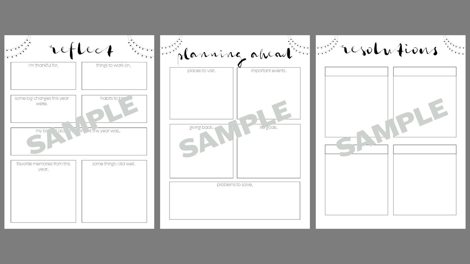 New Years Resolution Printable Bundle 2019 Goal Setting - Etsy