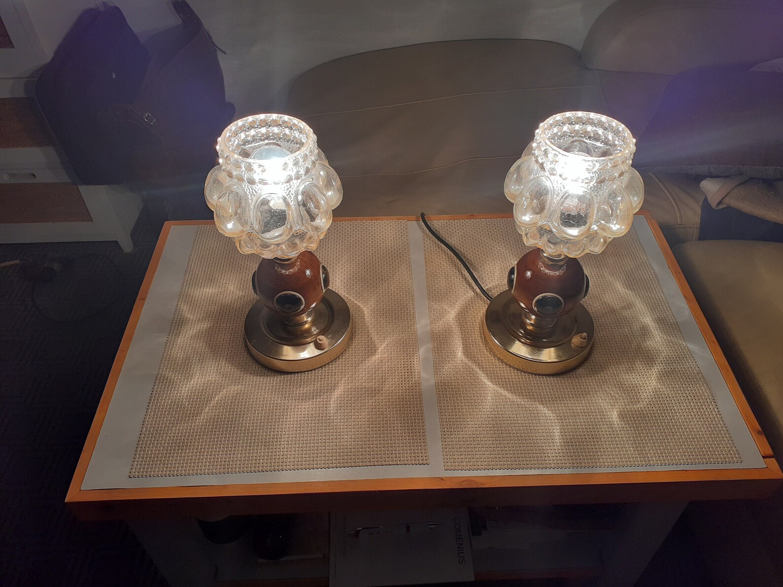 Pair of Bedside Lamp , Vintage Bedside Lamp, Retro Bedside Lamp, Ball