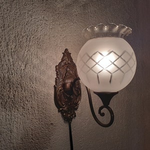 Art Nouveau Brass Lamp, Brass Wall Mounted Lamp