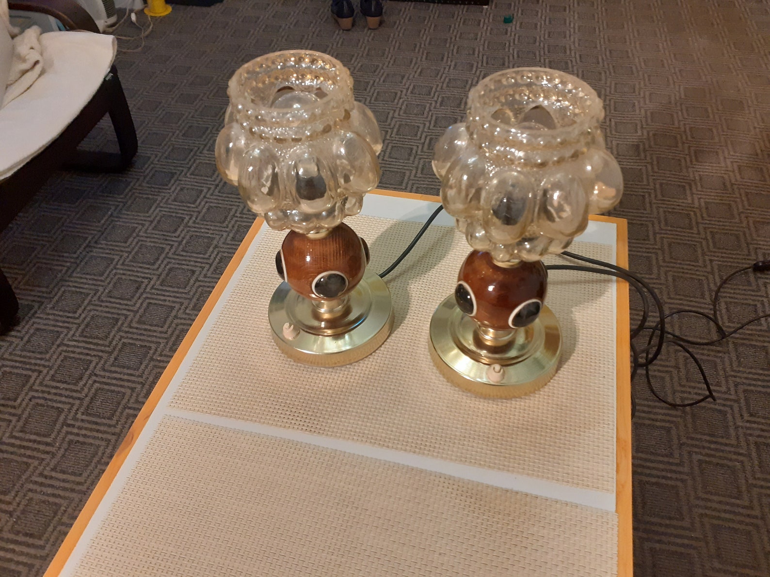 Pair of Bedside Lamp , Vintage Bedside Lamp, Retro Bedside Lamp, Ball