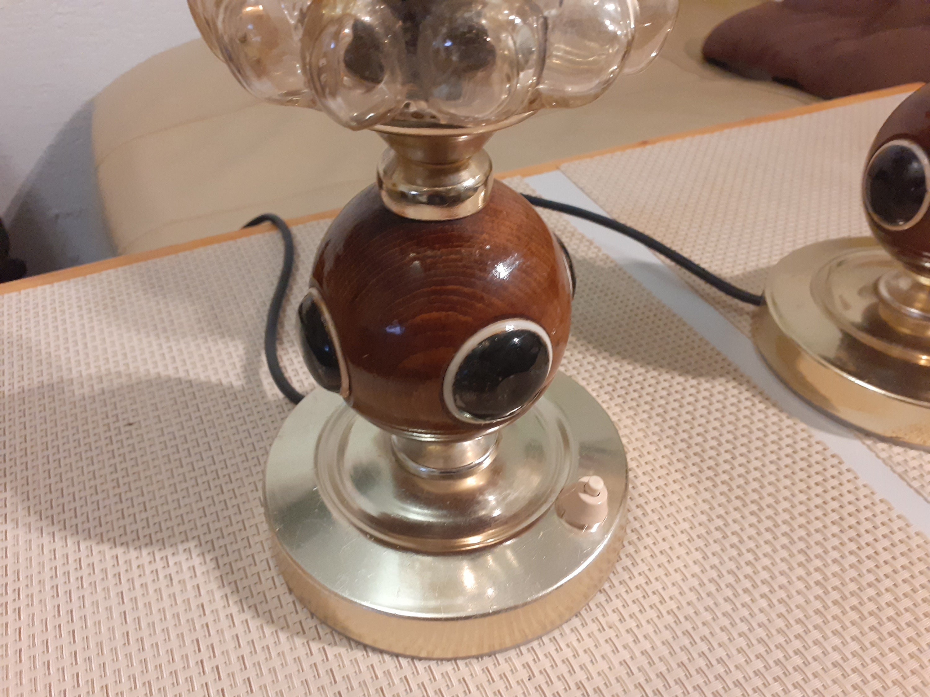 Pair of Bedside Lamp , Vintage Bedside Lamp, Retro Bedside Lamp, Ballshaped Protrusions Shade