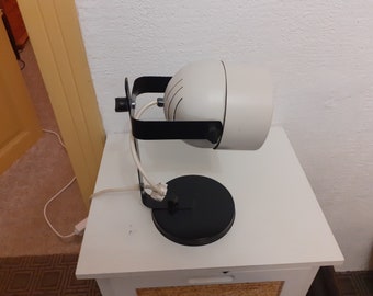 MCM Adjustable Black Metal Desk Lamp, White Shade, Industrial Office Lighting