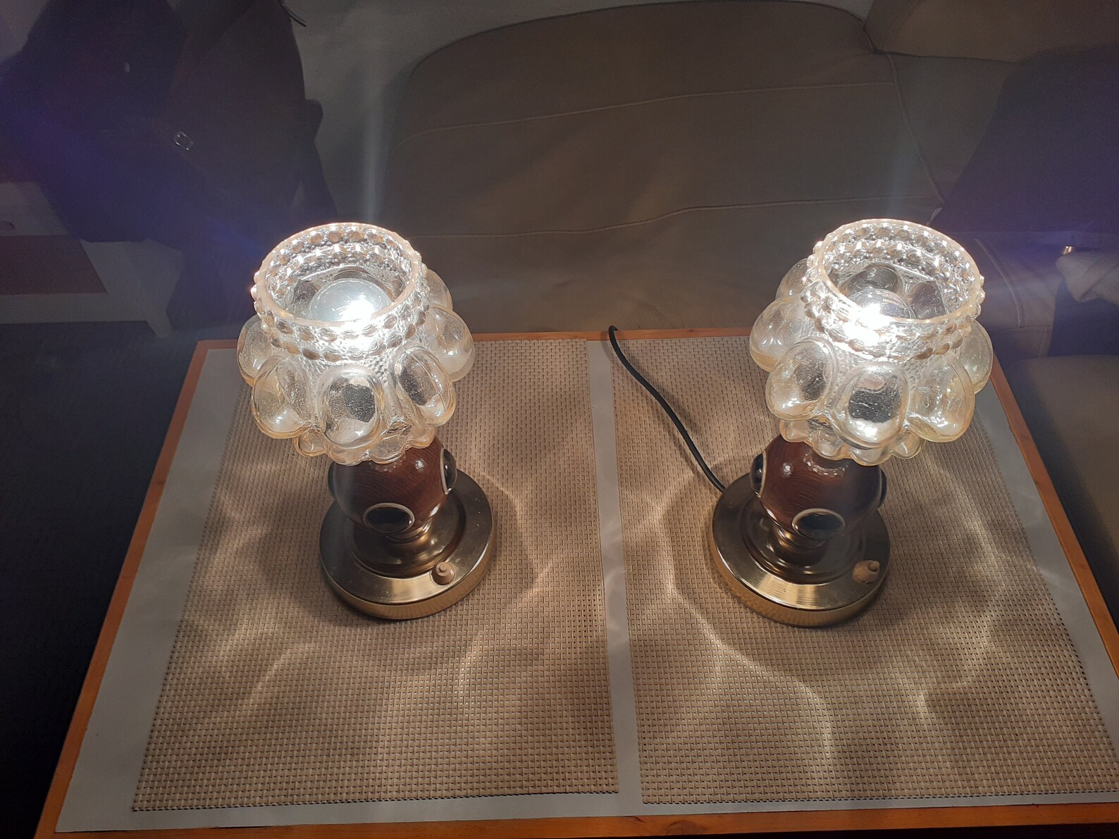 Pair of Bedside Lamp , Vintage Bedside Lamp, Retro Bedside Lamp, Ballshaped Protrusions Shade