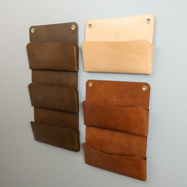 Leder Mail Sorter Wand Organizer Wandtasche