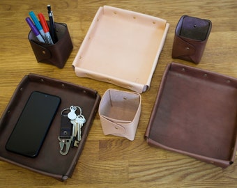 Leather Valet Tray \ Desk Caddy \ Catchall \ Dice Tray