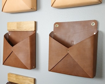 Large Leather Wall Pocket \ Mail Caddy