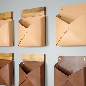 Large Leather Wall Pocket Mail Caddy image 2