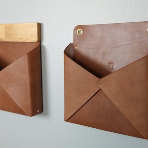 Large Leather Wall Pocket Mail Caddy image 6