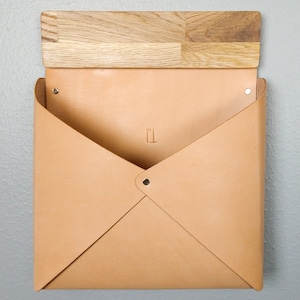 Large Leather Wall Pocket Mail Caddy image 7