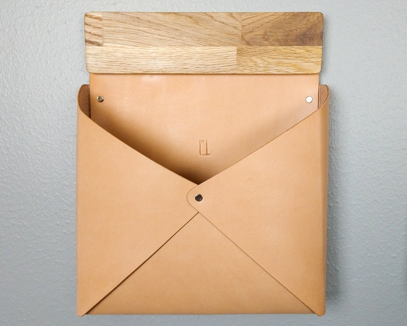 Large Leather Wall Pocket Mail Caddy image 7