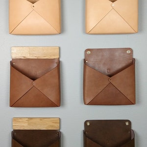 Large Leather Wall Pocket Mail Caddy image 3