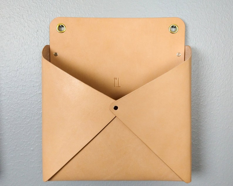 Large Leather Wall Pocket Mail Caddy image 8