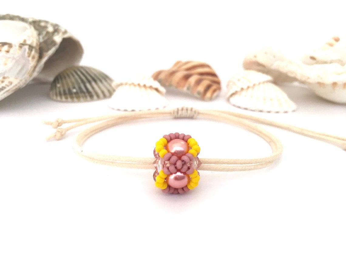 Rosa und Gelbes Perlenarmband / Boho Chic Verstellbares | Etsy