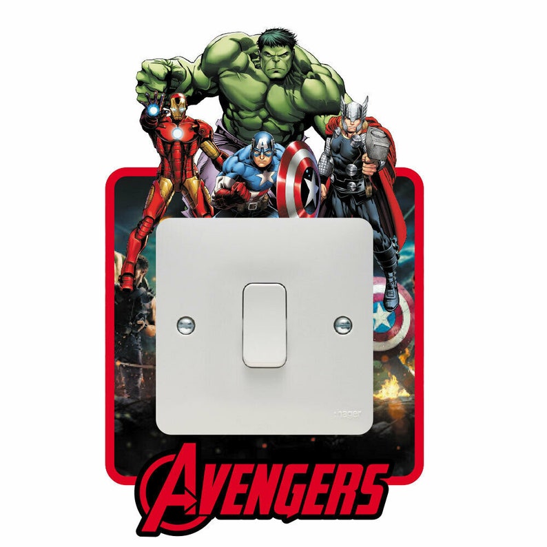 Avengers Marvel Light Switch Surround Sticker Decal Kids Boys Etsy