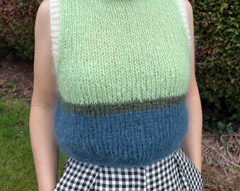 Débardeur en mohair duveteux - Doux, coloré et fait main