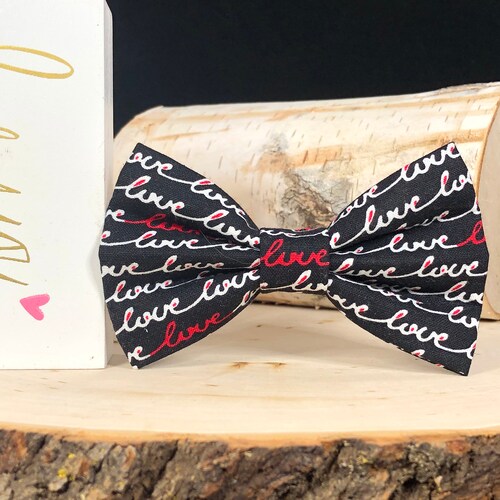 Love Script Dog Bow Tie Cat Bow Tie Dog Bowtie Valentine - Etsy