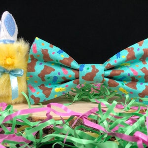 Blue Chocolate Bunny Dog Bow Tie | Cat Bow Tie | Dog Bowtie | Dog Bows | Easter Bow