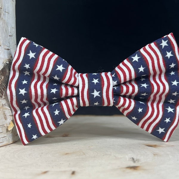 American Flag Dog Bow Tie | Cat Bow Tie | Dog Bowtie | Dog Collar Bow | Fourth of July Bow | Dog Collar Bow | Pet Bow Tie | Dog Bandana