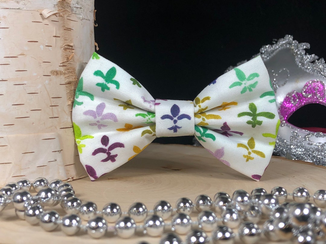 mardi gras dog bow tie