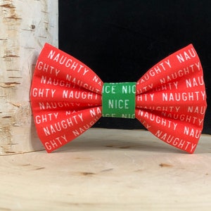 Naughty but Nice Dog Bow Tie | Dog Bow Tie | Cat Bow Tie | Christmas Dog Bow | Dog Bow Tie |  Dog Collar Bow | Pet Bow Tie | Dog Bandana
