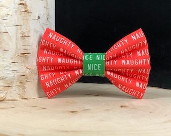 Naughty but Nice Dog Bow Tie | Dog Bow Tie | Cat Bow Tie | Christmas Dog Bow | Dog Bow Tie |  Dog Collar Bow | Pet Bow Tie | Dog Bandana