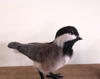 Needle felted Chickadee, New England bird, felted bird, felted gift, home decor, bird lovers