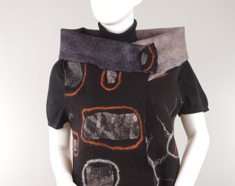 Felted Reversible Seamless Vest FOUR IN ONE, wet felted, woman clothing,  wearable art, Designer clothing, Japandi style