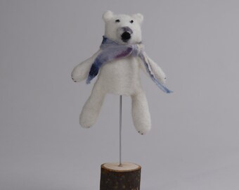 Polar Bear puppet wool finger puppet animal finger puppet toy felted puppet storytelling educational toys safe toys white bear toy