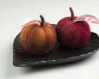 Real size Felted apple Home decor Kitchen decor felt wool decor felt wool apple Needle Felted Apple in natural size