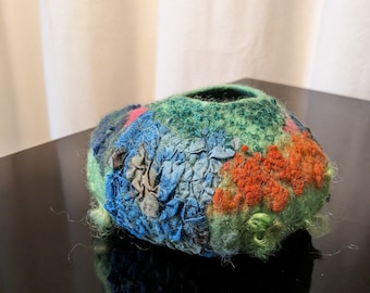 Wet felted 3D sculpture Fiber Art Felt Art Home Decor Wall hanging Textile art felted vessel