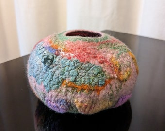 Wet felted 3D sculpture Fiber Art Felt Art Home Decor Wall hanging Textile art felted vessel