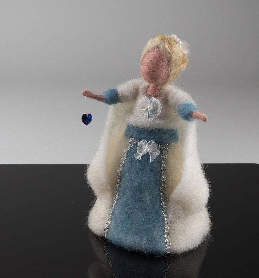 Needle Felted Queen Doll Angel Tree Topper Waldorf Soft Sculpture Wool