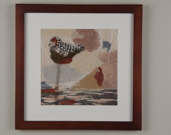 Felted Art  Painting Daydreaming Wall Decor Wall Art felted picture felted wool painting wall fiber art textile art Abstract Wabi-Sabi