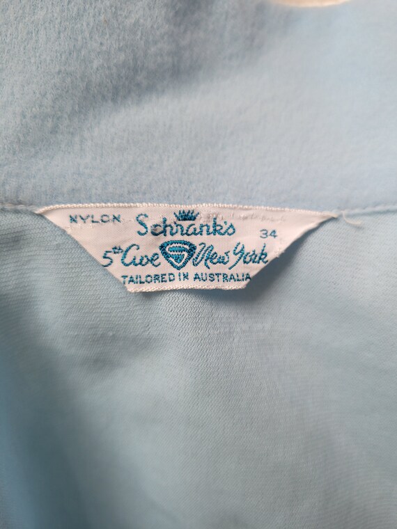 Smocked Pastel Blue 1960's Nylon Vintage  Bed Jac… - image 6
