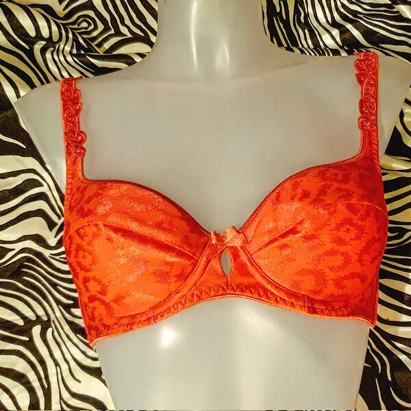 Warm Red Animal Print Simple 1990's Classic Bra Soft Cup Nylon